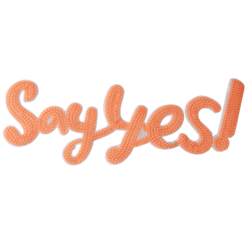 Strygemærke "Say Yes!" 28x12 cm med orange palietter